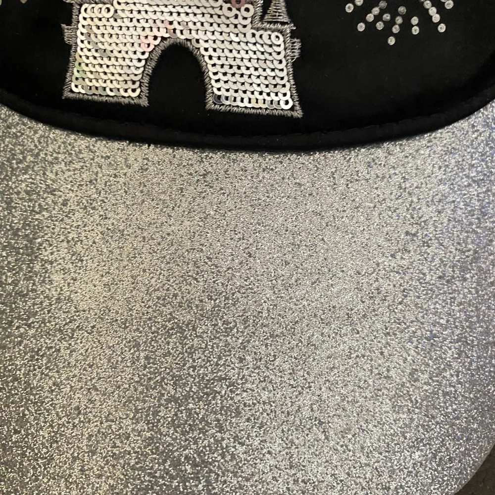 Disney Parks Cinderella Castle Fireworks Glitter Satin Hat. Adjustable.